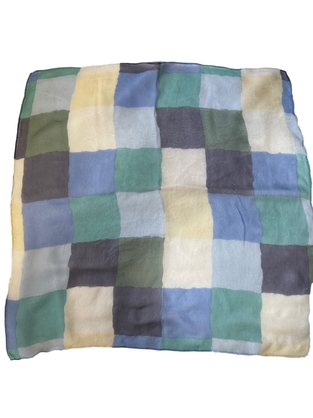 Pastel Patchwork Plush Throw Blanket - Blue, Green, Gray, Cream